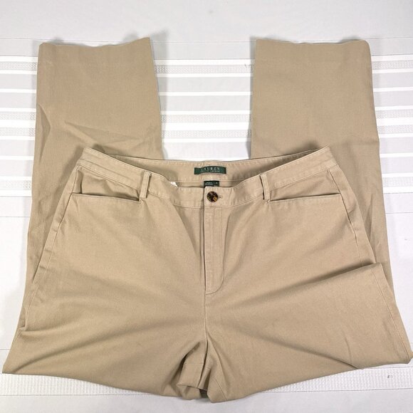 Lauren Ralph Lauren Women’s 16 Short Khaki Chino Pants Straight Leg Classic LRL - Picture 2 of 8